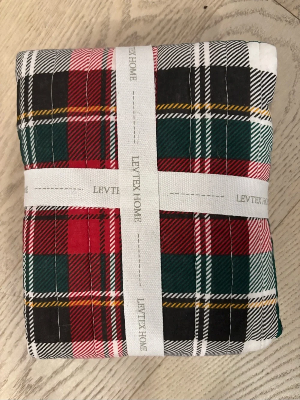 Levtex Home Plaid Holiday Sham Set in White, Red, Green, Black
